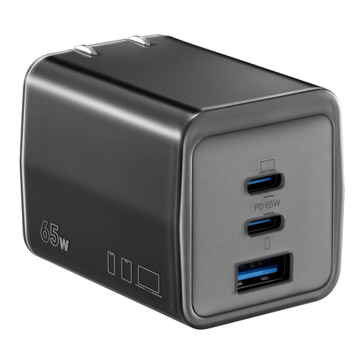 Insignia - 65W 3-Port USB-C/USB Wall Charger for Smartphones Tablets and More - Black