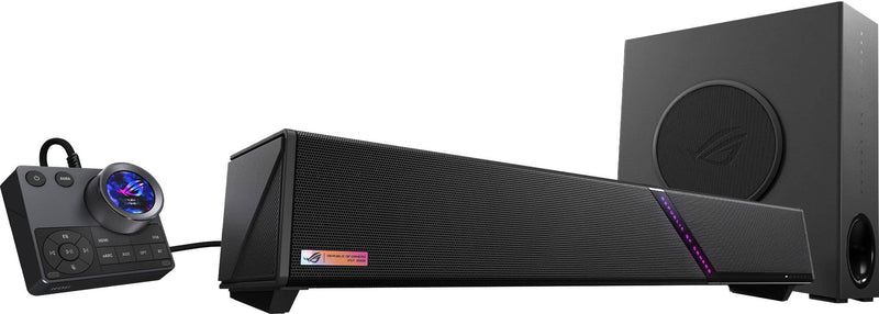 ASUS - ROG Gjallar 5-Channel (2.1.2) Dolby Atmos RGB Gaming Soundbar with LCD Control Hub (PC/Mac Xbox PS Switch and Mobile) - Black