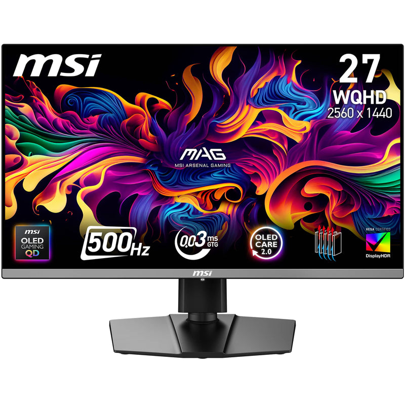 MSI - MAG 272QP QD-OLED X50 27" Quantum Dot OLED QHD 500Hz 0.03ms FreeSync Premium Pro Gaming Monitor (DisplayPort HDMI USB) - Black