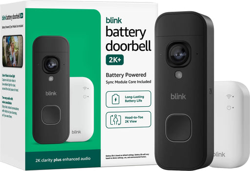 Blink - Battery Doorbell 2K+ Sync Module Core included — Wireless video doorbell 2K resolution enhanced audio - Black