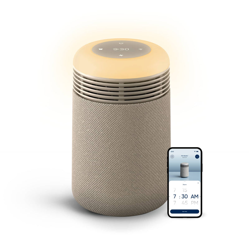 Blueair - Smart Mini Restful Air Purifier with Sunrise Clock for Bedrooms up to 607 sq ft - Beige