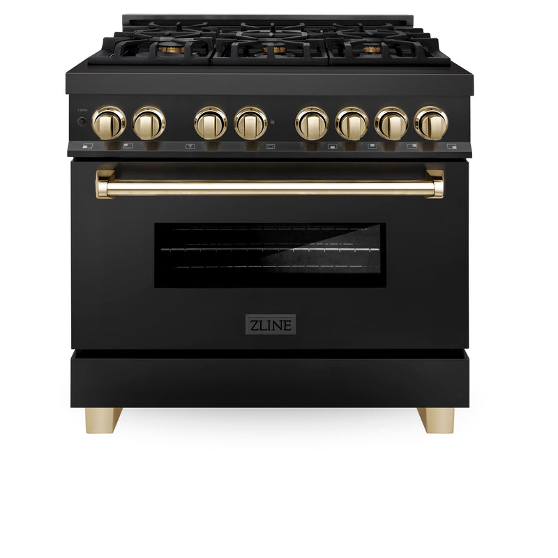 ZLINE - Autograph 36" Legacy Dual Fuel Range with Gold Accents (RABZ-36-G) - Black