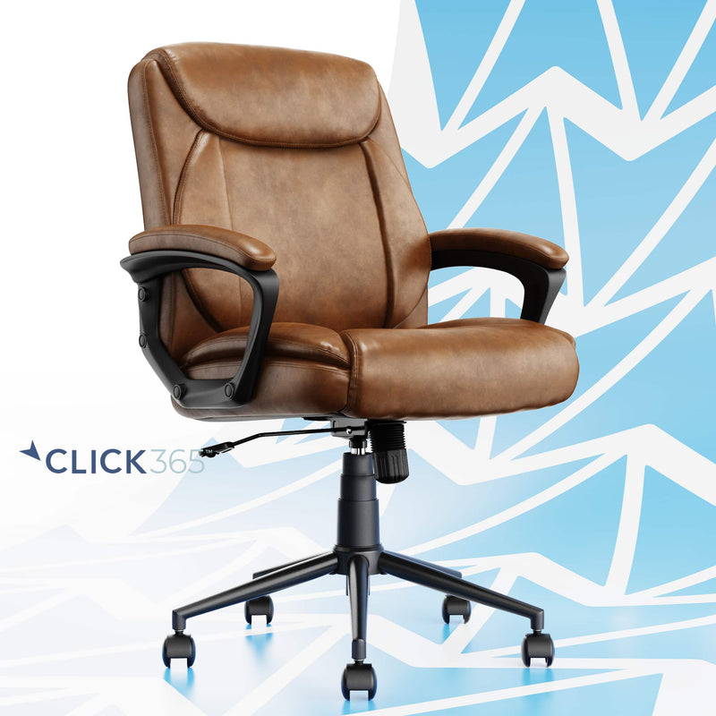 Click365 - Transform 1.0 Upholstered Desk Office Chair - Vegan Leather - Cognac