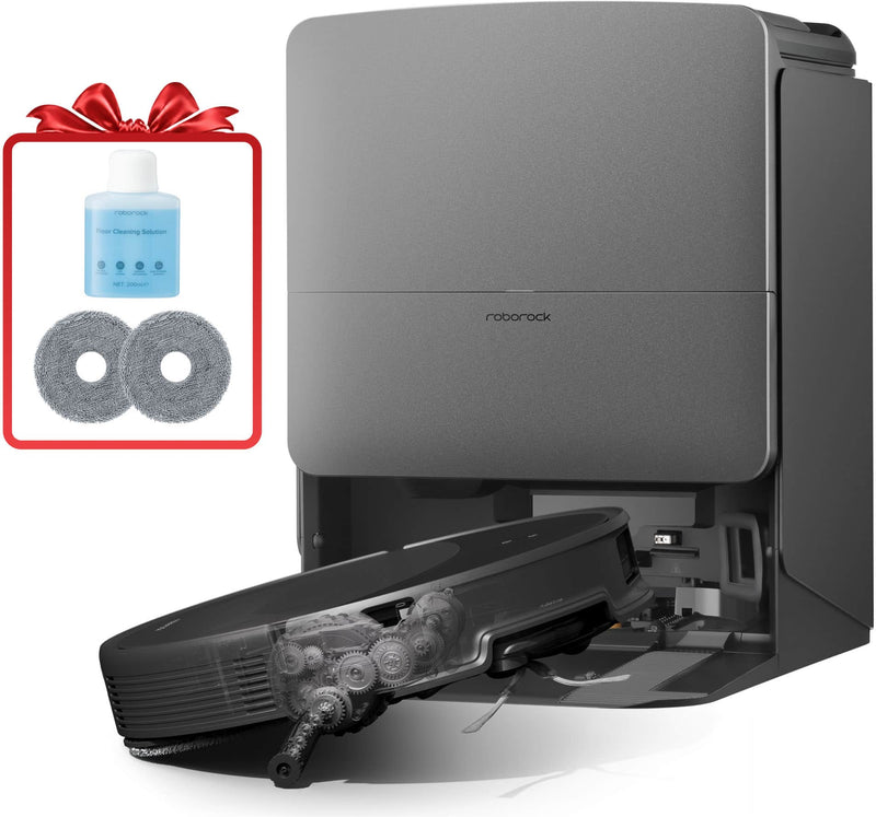 Roborock - Saros 20X Thin Self-Lifting Robot Vacuum and Mop  36000 Pa Suction Hyper Force and Multi-Fuction new RockDock - Black
