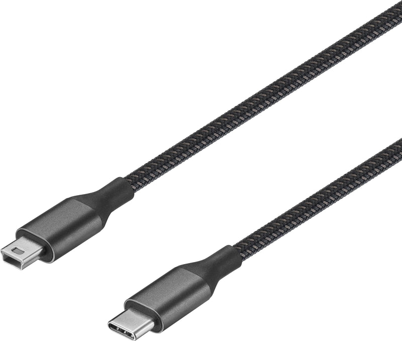 Insignia - 6-Foot USB-C to Mini-B Charge-and-Sync Cable - Black