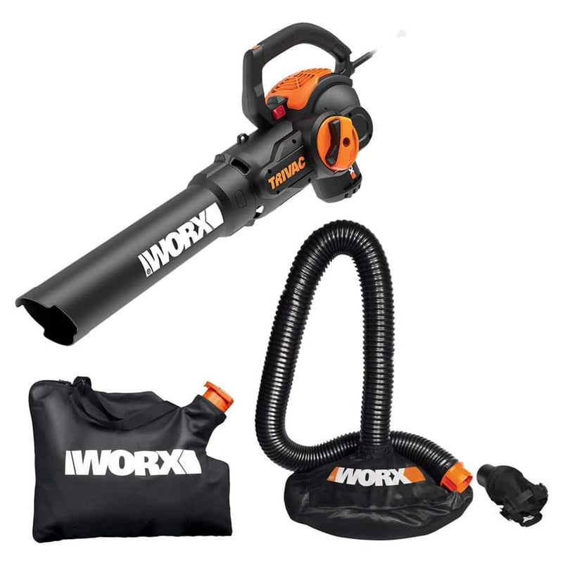 WORX - 12 Amp TRIVAC 70 MPH 600 CFM Corded Blower Mulcher and Vaccum - Black