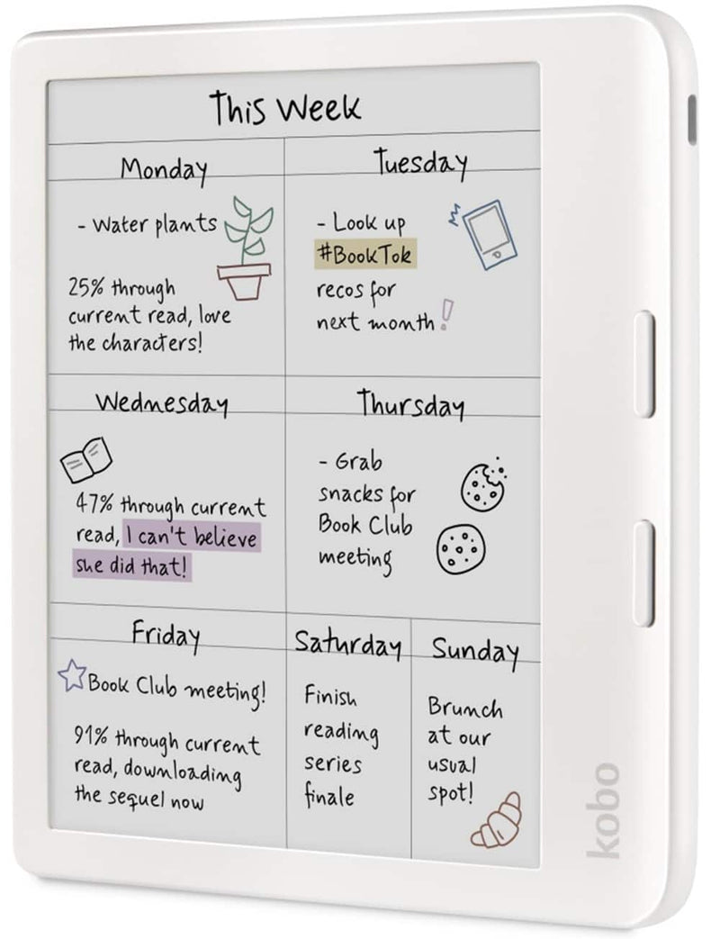 Kobo - Libra Colour  eReader  7" Glare-Free Colour E Ink Kaleido 3 Display  Dark Mode Option  Waterproof - 2024 - White