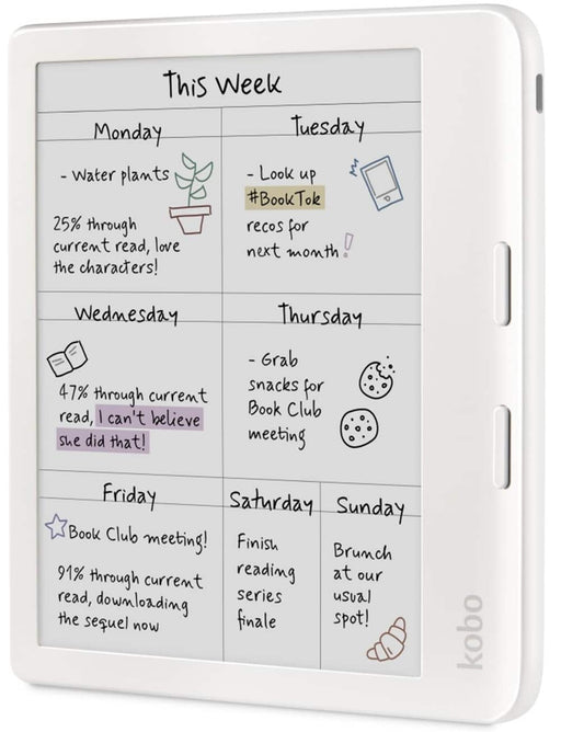 Kobo - Libra Colour  eReader  7" Glare-Free Colour E Ink Kaleido 3 Display  Dark Mode Option  Waterproof - 2024 - White