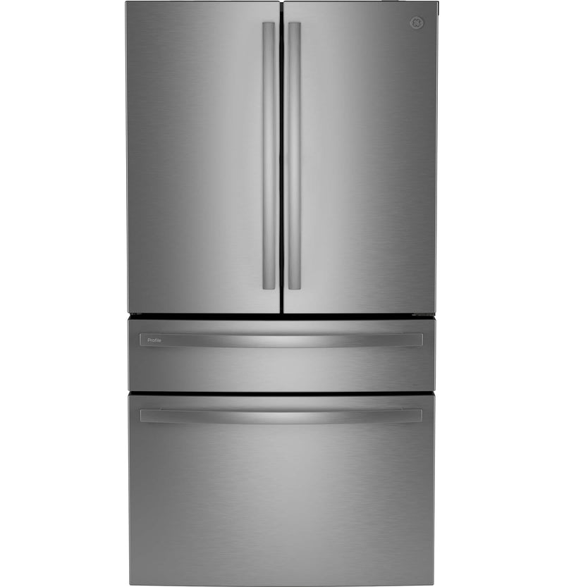 GE Profile - 23.2 Cu. Ft. 4-Door French Door Counter-Depth Smart Refrigerator with Dual-Dispense AutoFill Pitcher - Stainless Steel