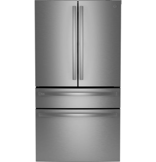 GE Profile - 23.2 Cu. Ft. 4-Door French Door Counter-Depth Smart Refrigerator with Dual-Dispense AutoFill Pitcher - Stainless Steel
