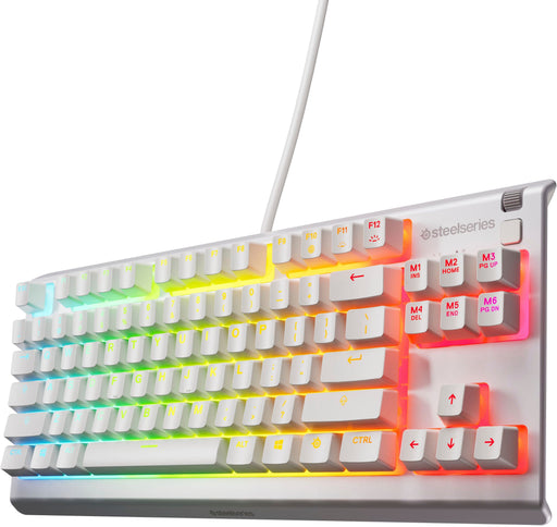 SteelSeries - Apex 3 TKL Wired Membrane Whisper Quiet Switch Gaming Keyboard 8 zone RGB Backlighting - White