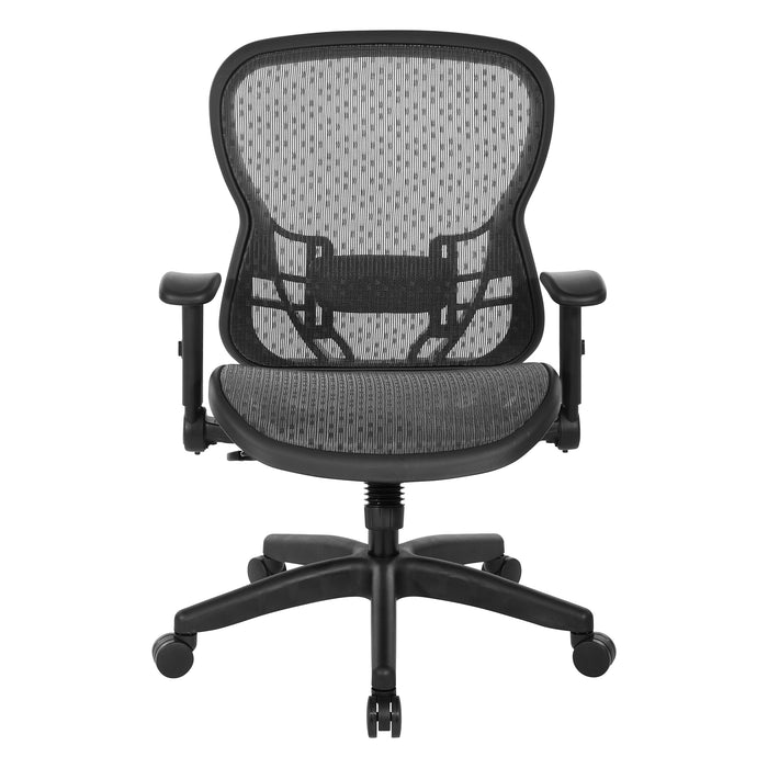 OSP Home Furnishings - Professional R2 SpaceGrid Back Manager’s Chair with Adjustable Lumbar Support and Adjustable Flip Arms - Black