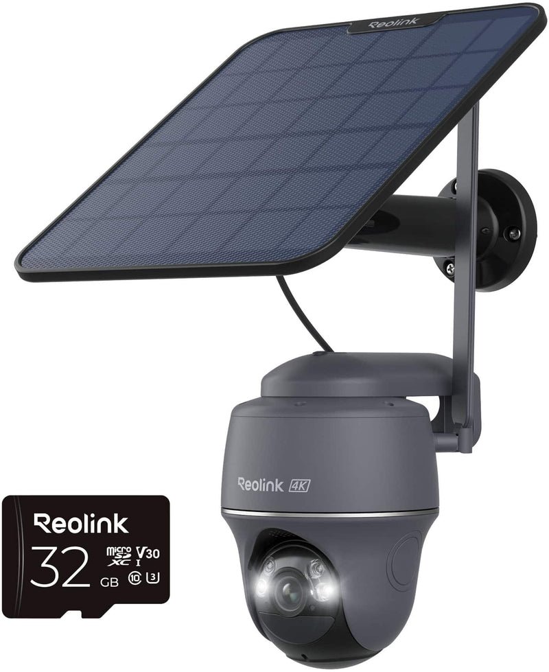 Reolink - Go Series G440 4K 8MP Solar Outdoor Wireless 4G LTE Pan Tilt Security Camera with 32GB SD Card - Grey - Gray