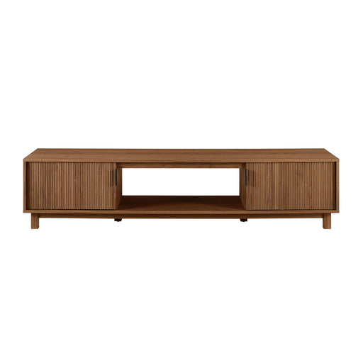 Walker Edison - 70" Mid-Century Modern Fluted-Door TV Stand for TVs up to 80" - Mocha