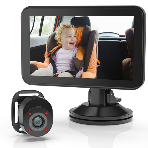 Rexing - BC500 In-Car Baby Cam with Monitor  HD 1080p  Infrared Night Vision - Black