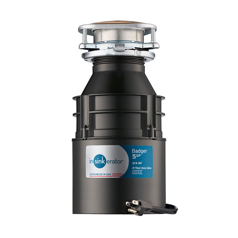 InSinkerator - Badger 5XP Lift and Latch Power Series 3/4 HP Continuous Feed Garbage Disposal with Power Cord - black