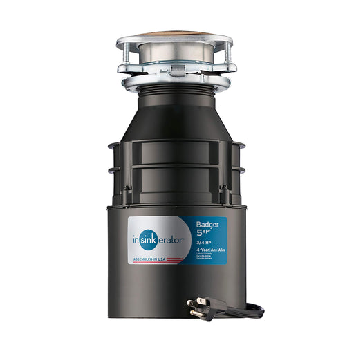InSinkerator - Badger 5XP Lift and Latch Power Series 3/4 HP Continuous Feed Garbage Disposal with Power Cord - black
