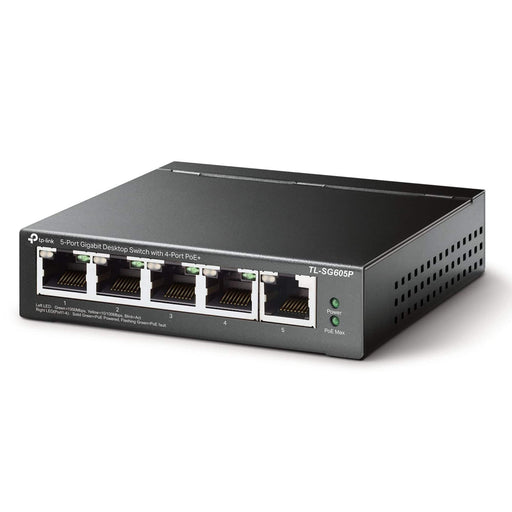 TP-Link - 5-Port Gigabit (10/100/1000Mbps) Desktop Unmanaged PoE Switch - Black