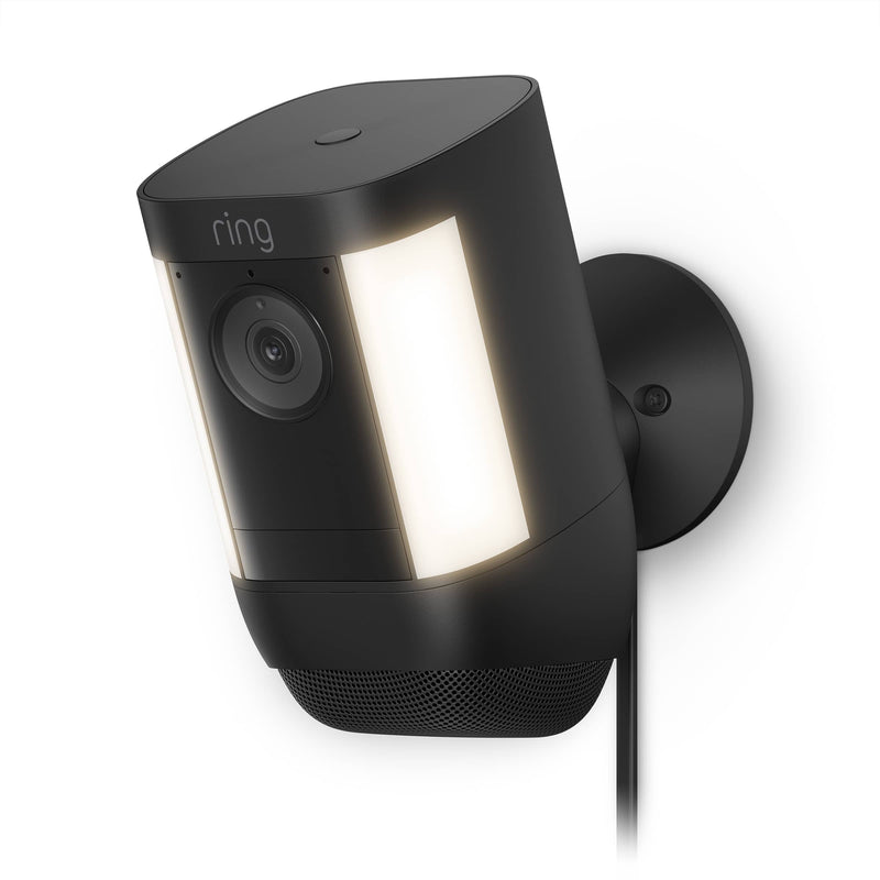 Spotlight Cam Pro Plug-In with 2K Video and Ring Vision LED Lights Dual-Band Wifi and 3D Motion Detection - Black