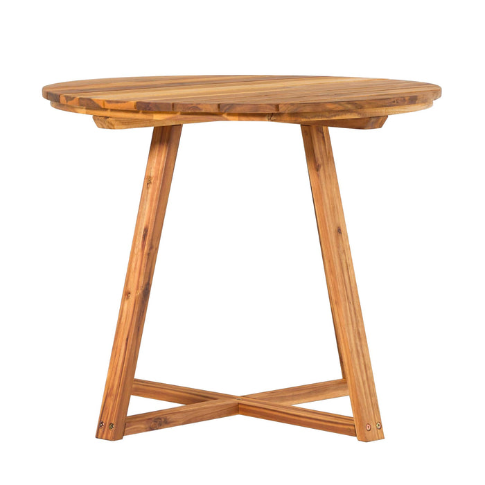 Walker Edison - Modern Solid Acacia Wood Round Outdoor Dining Table - Natural