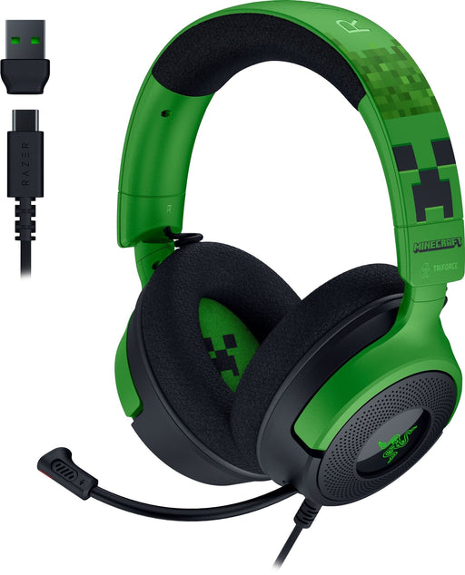 Razer - Kraken V4 X Wired Gaming Headset for PC Mac PS5 Nintendo Switch Steam Deck Mobile and Tablet - Minecraft Edition