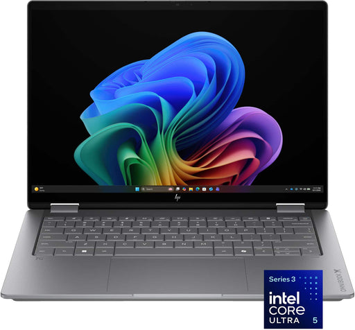 HP - OmniBook X Flip 2-in-1 - Copilot+ - 14" 2K OLED Touchscreen Laptop - Intel Core Ultra 5 (2026) - 16GB Memory - 512GB SSD - Meteor Silver