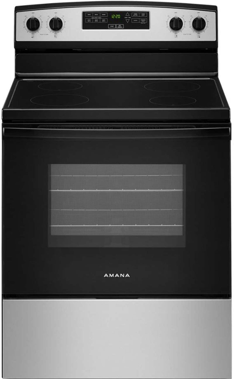 Amana - 4.8 Cu. Ft. Freestanding Electric Range with Extra-Large Oven Window - Stainless Steel