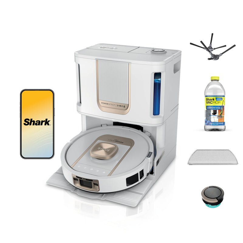 Shark - PowerDetect ThermaCharged Robot Vacuum  Mop 2-in-1 Heated Mop Sanitizing NeverTouch Pro Base - White