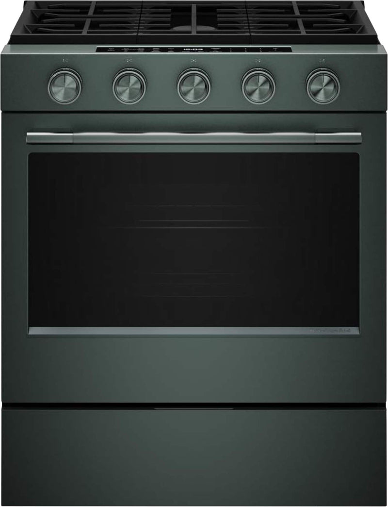 KitchenAid - 5.0 Cu. Ft. Slide-In Gas True Convection Range with  Self Clean Steam Clean and 2-in-1 Burner - Juniper
