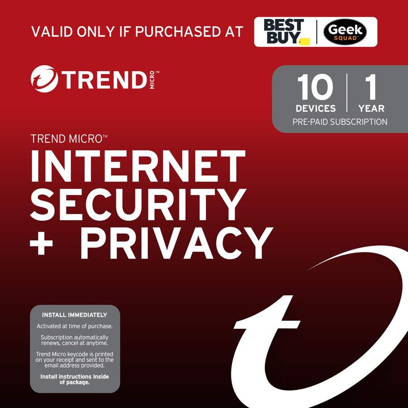 Trend Micro - Internet Security +Privacy + ScamCheck + Identity Protection+ VPN (10-Device) (1-Year Subscription with Auto Renewal) - Android Apple iOS Mac OS Windows [Digital]