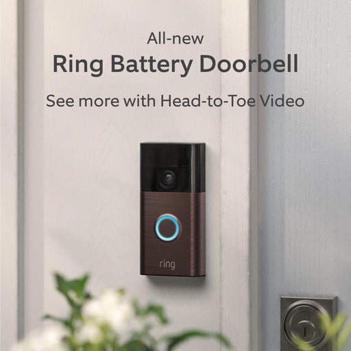 Ring - Battery Doorbell Smart Wifi Video Doorbell - Battery-Powered with Head-to-Toe Video Live View and Two-Way Talk - Satin Nickel