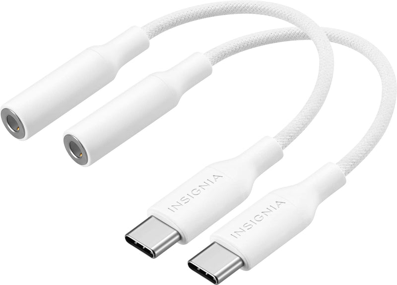 Insignia - USB-C to Headphone Jack Adapter (2-Pack) - White