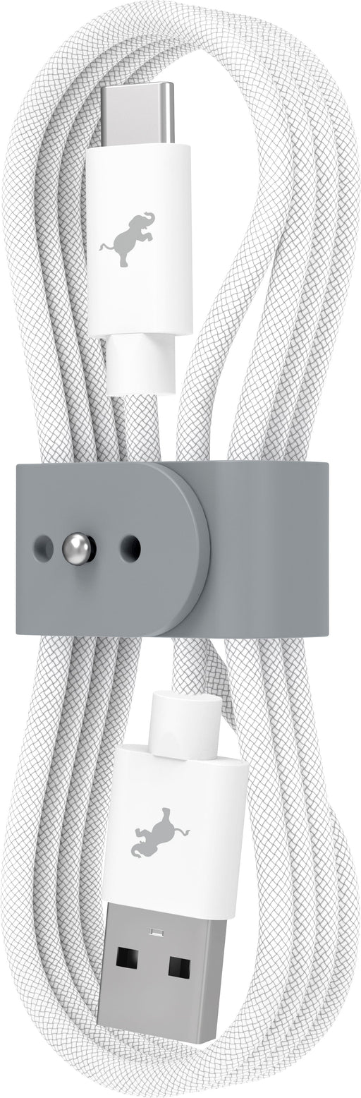 Nimble - Powerknit USB-A to USB-C Cable 2M/6.5FT Fast Charging for iPhone 16/15 Samsung S24S10 Note 20/10 Pixel Moto  More - White