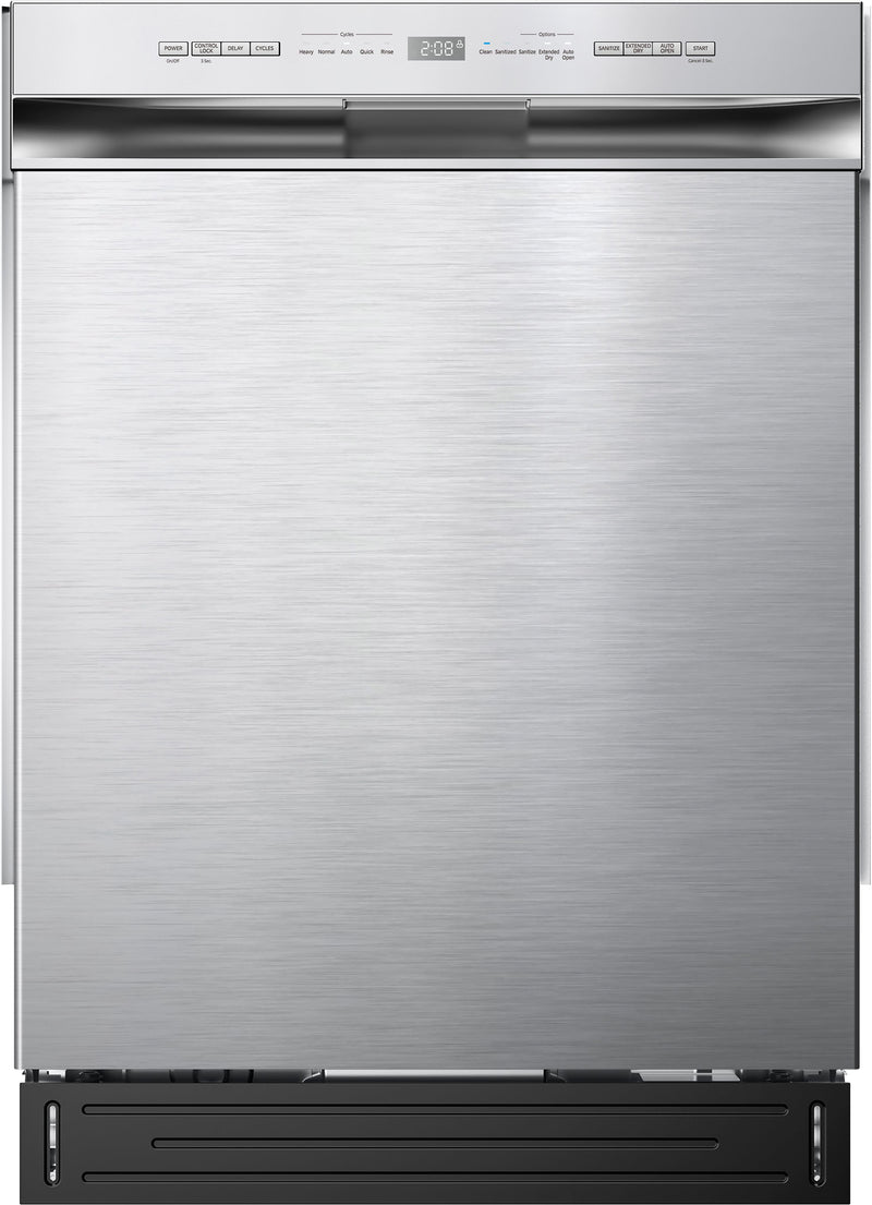 Midea - 24" Front Control Built-In Dishwasher with Auto-Open Door Hybrid Tub Heated Dry 52 dB - Stainless Steel