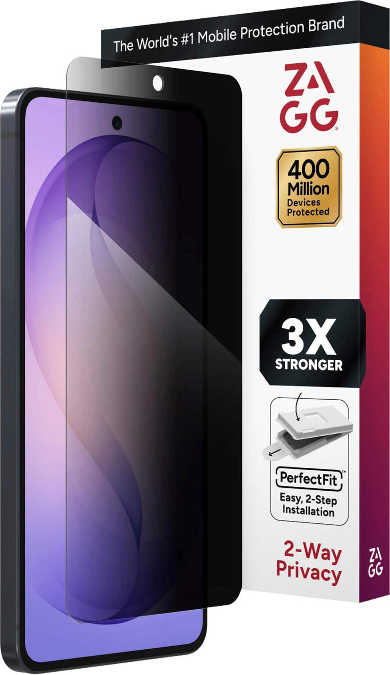 ZAGG - Glass+ Defense Privacy Screen Protector for Samsung Galaxy S26 - Clear