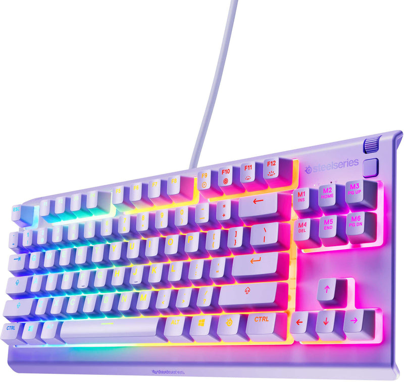 SteelSeries - Apex 3 TKL Wired Membrane Whisper Quiet Switch Gaming Keyboard 8 zone RGB Backlighting - Lavender
