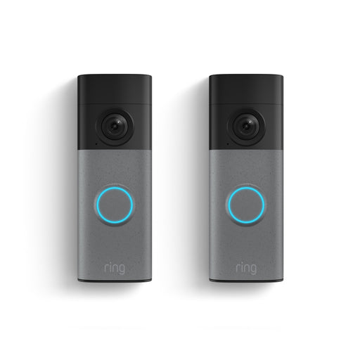 Ring - Battery Doorbell (2Pk) Retinal 2K with wide-angle video up to 6x Zoom Two-Way Talk and Built-In Battery - Speckled Grey