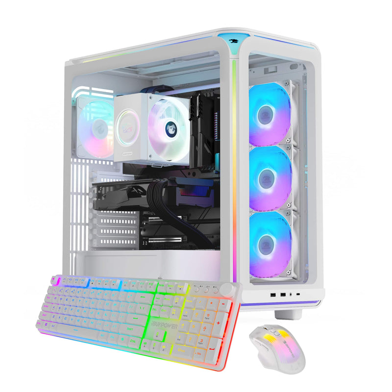 iBUYPOWER - Element Gaming Desktop PC - AMD Ryzen 7 9700F NVIDIA GeForce RTX 5070 12GB 32GB DDR5 RGB 1TB NVMe SSD - White