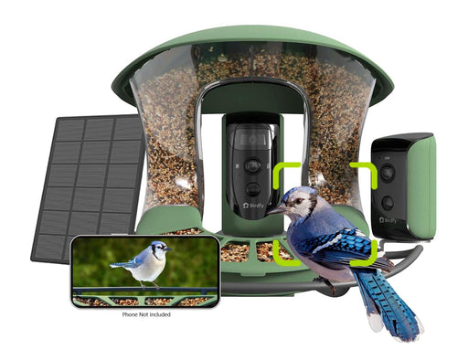BIRDFY - 2 Smart Bird Feeder with Camera Dual-Angle ViewsAI Identifies 6000+ BirdsSolar-Powered Motion Detection - Green