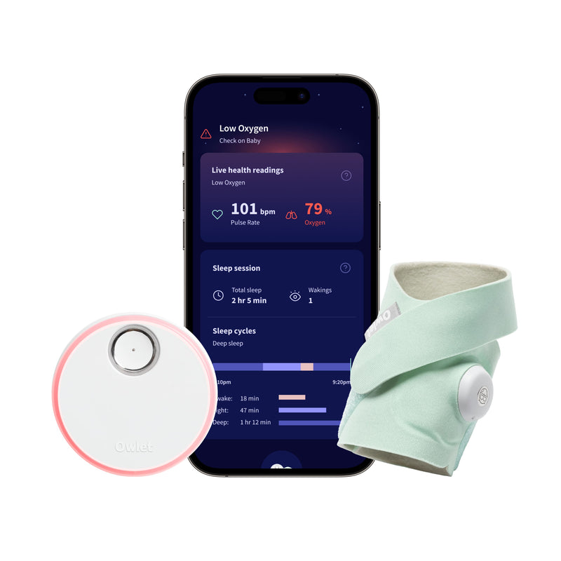 Owlet - Dream Sock  Smart Wearable Baby Monitor with Live Heart Rate  Oxygen Alerts - Mint