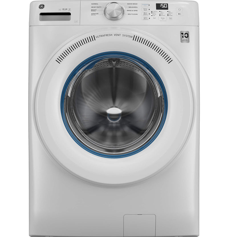 GE - 4.6 Cu. Ft. High-Efficiency Stackable Smart Front Load Washer with Microban Antimicrobial Technology - White