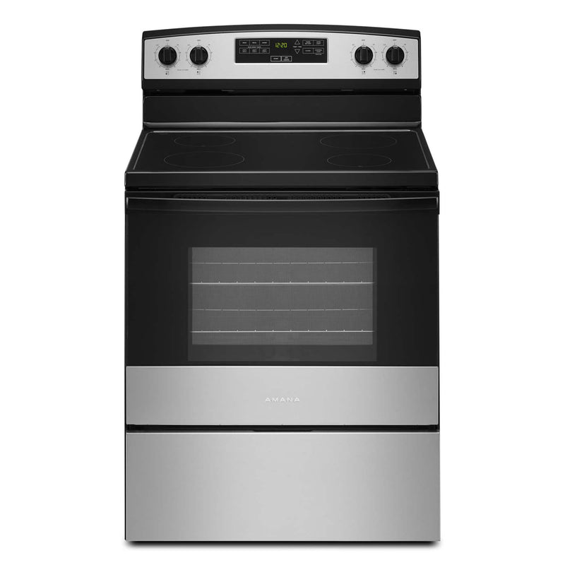 Amana - 4.8 Cu. Ft. Freestanding Electric Range with Extra-Large Oven Window - Stainless Steel