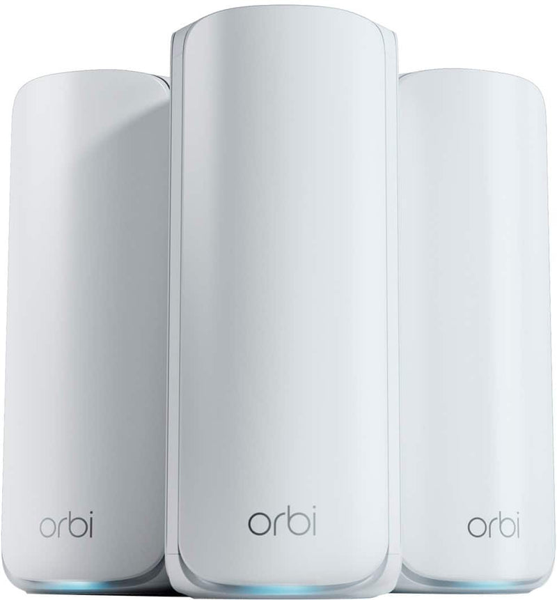 NETGEAR - Orbi 770 Series WiFi 7 Mesh System Up to 8000 sq ft. Up to 11 Gbps Easy Set Up 100 Devices 3 Pack RBE773 - White