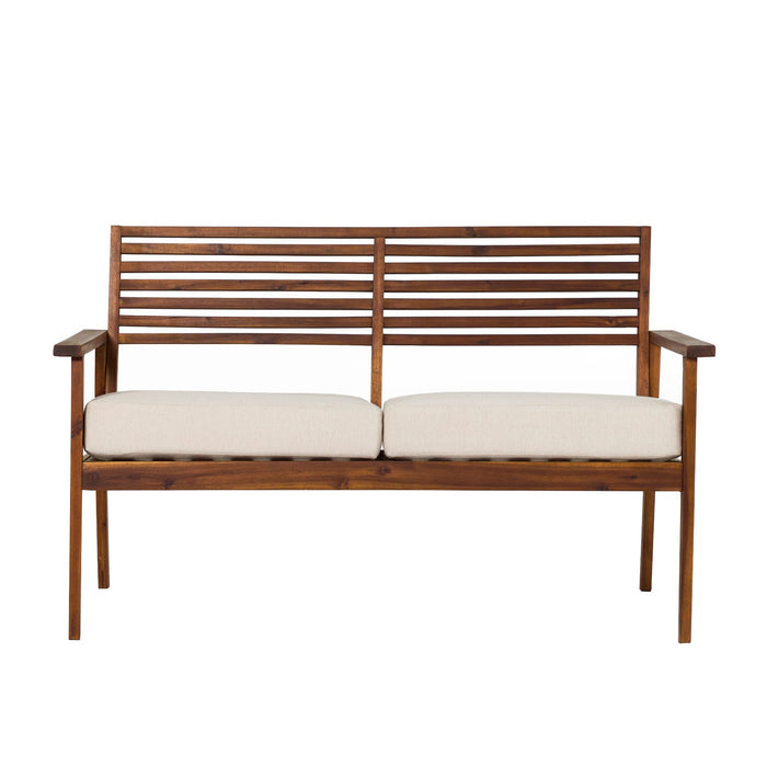 Walker Edison - Modern Acacia Wood Outdoor Loveseat - Dark Brown