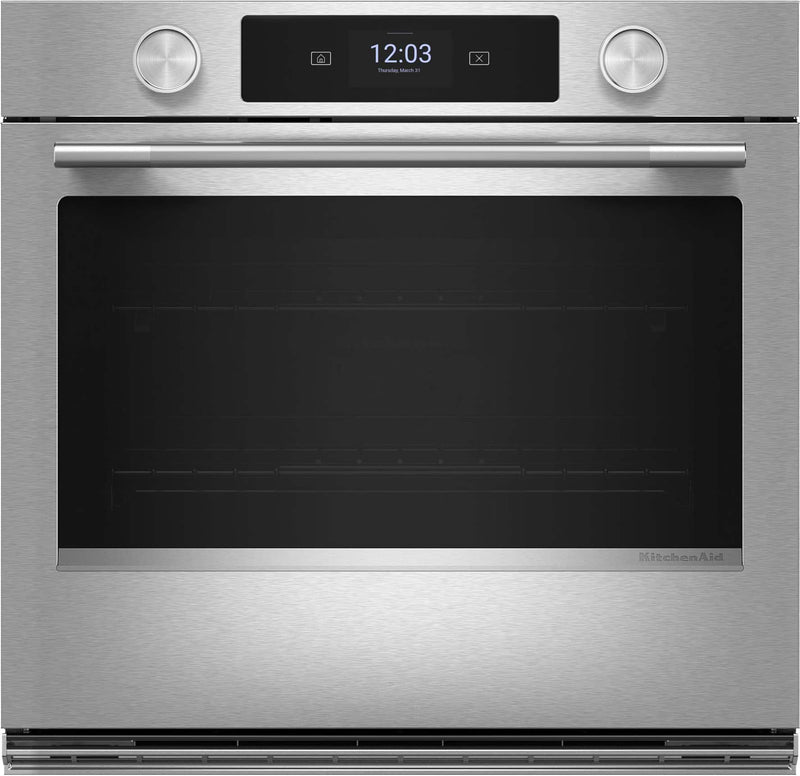 KitchenAid - 30" Smart Built-In Single Electric Convection Wall Oven with Assisted Cook Cycles - Stainless Steel