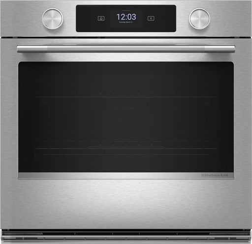KitchenAid - 30" Smart Built-In Single Electric Convection Wall Oven with Assisted Cook Cycles - Stainless Steel