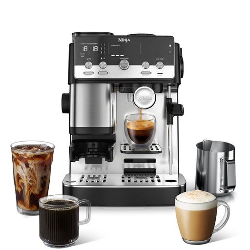 Ninja - Luxe Caf Mini Espresso Machine  Drip Coffee Maker with Built-in Grinder  Manual Steam Wand - Black