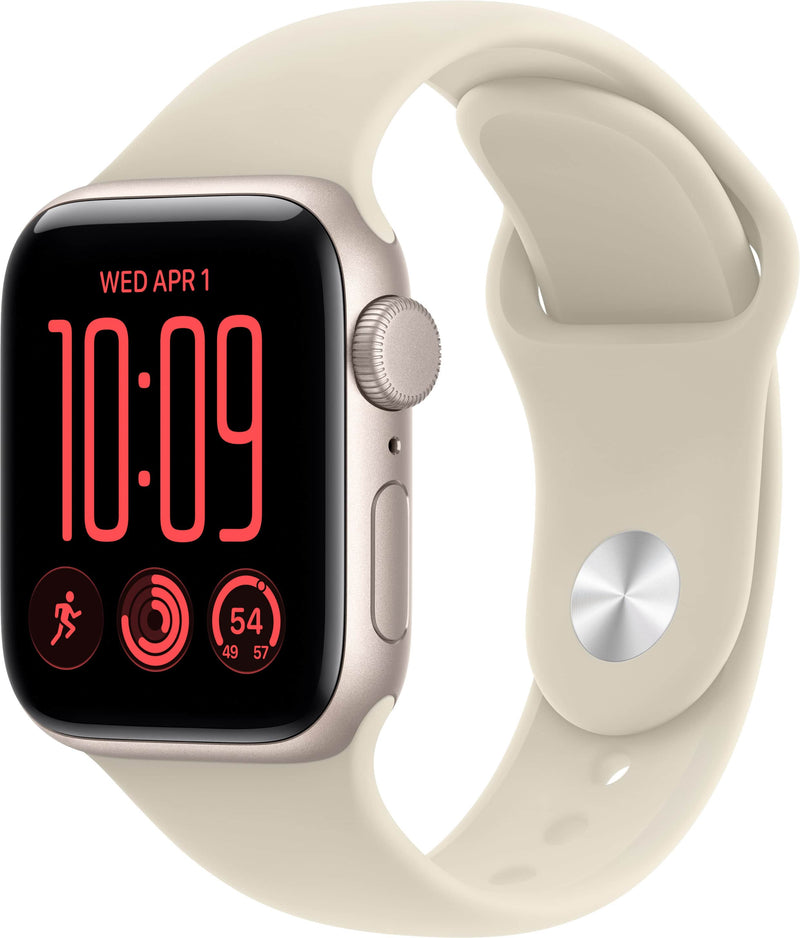 Apple Watch SE 3 GPS 40mm Starlight Aluminum Case with Sand Sport Band - M/L - Starlight - (2026)