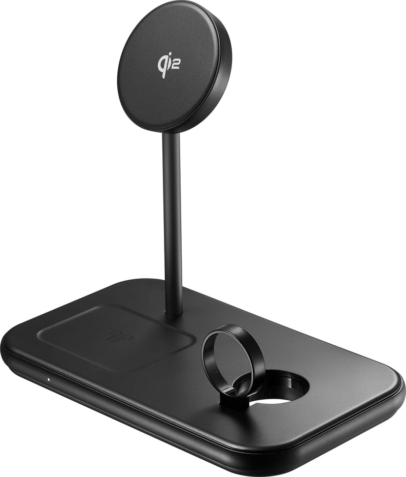 Insignia - 20W Qi2 Certified Fast Charge 3-in-1 Wireless Charging Stand for iPhone AirPods Apple Watch and More - Black