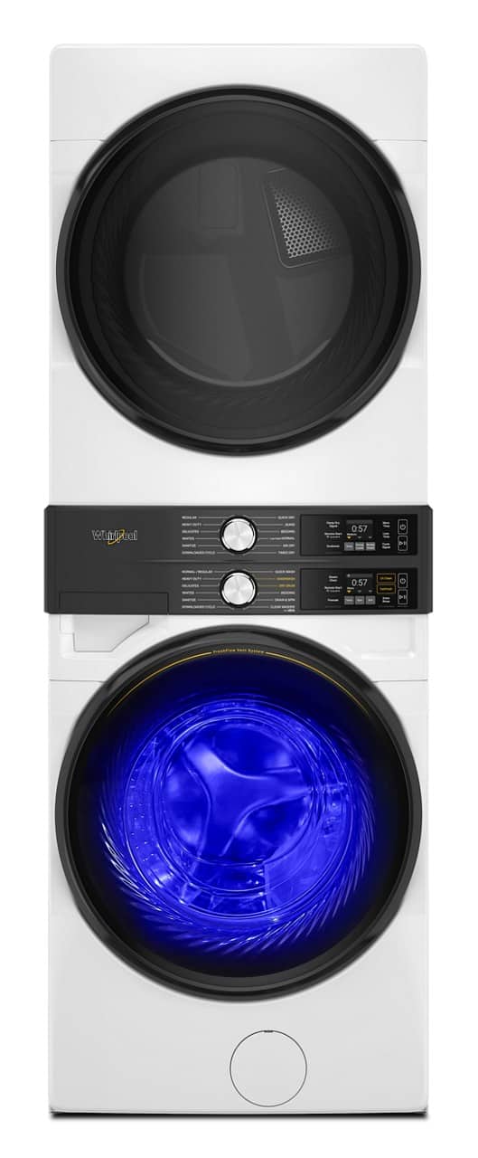 Whirlpool - Smart Front Load Laundry Tower 4.5 Cu. Ft. Washer and 7.4 Cu. Ft. Electric Dryer with UV Clean Technology - White